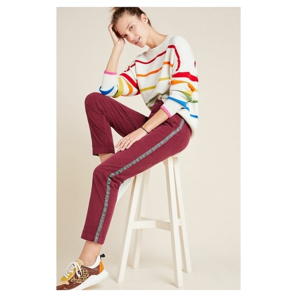 Sundry Pants - NWT Anthropologie Sundry Leopard Corduroy Trousers Pants Wine Maroon 27 28